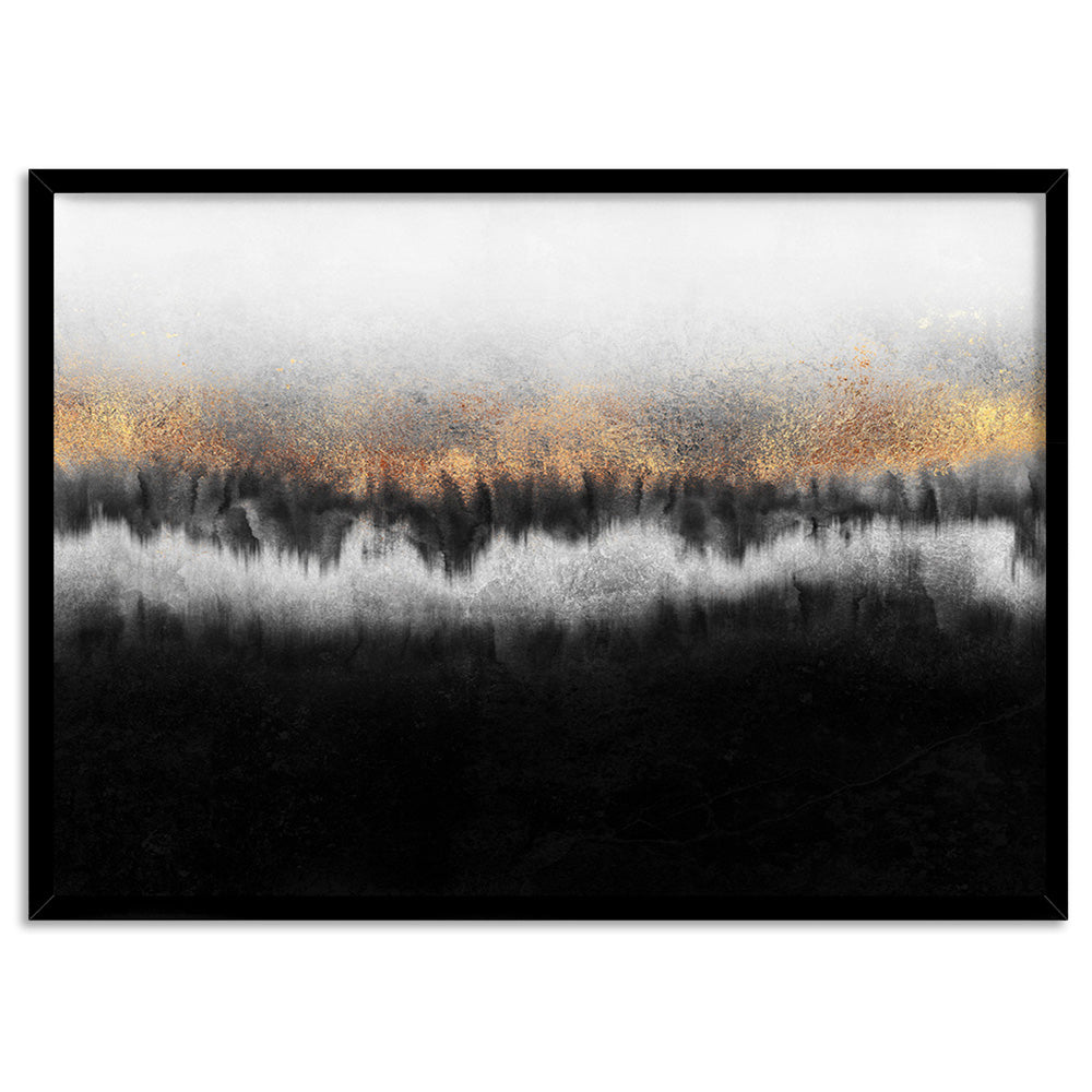 Night Horizon in Landscape - Art Print, Poster, Stretched Canvas, or Framed Wall Art Print, shown in a black frame