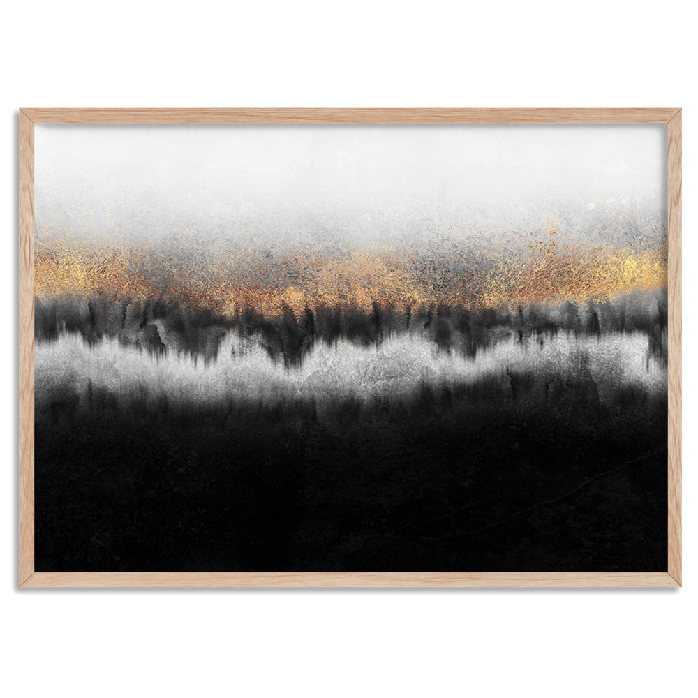 Night Horizon in Landscape - Art Print, Poster, Stretched Canvas, or Framed Wall Art Print, shown in a natural timber frame