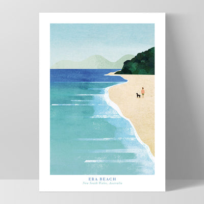 Era Beach Illustration - Art Print by Henry Rivers, Poster, Stretched Canvas, or Framed Wall Art Print, shown as a stretched canvas or poster without a frame