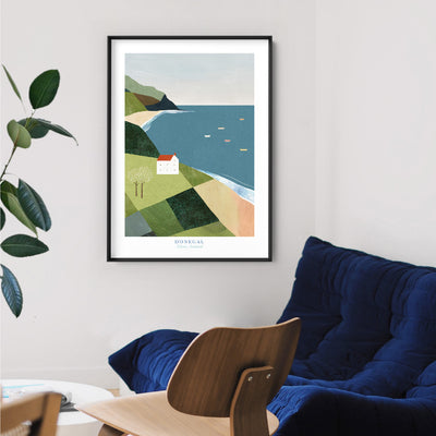 Donegal Coast Illustration - Art Print by Henry Rivers, Poster, Stretched Canvas or Framed Wall Art Prints, shown framed in a room