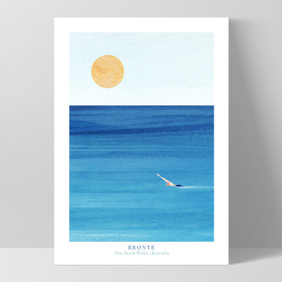 Bronte Beach Illustration - Art Print by Henry Rivers, Poster, Stretched Canvas, or Framed Wall Art Print, shown as a stretched canvas or poster without a frame