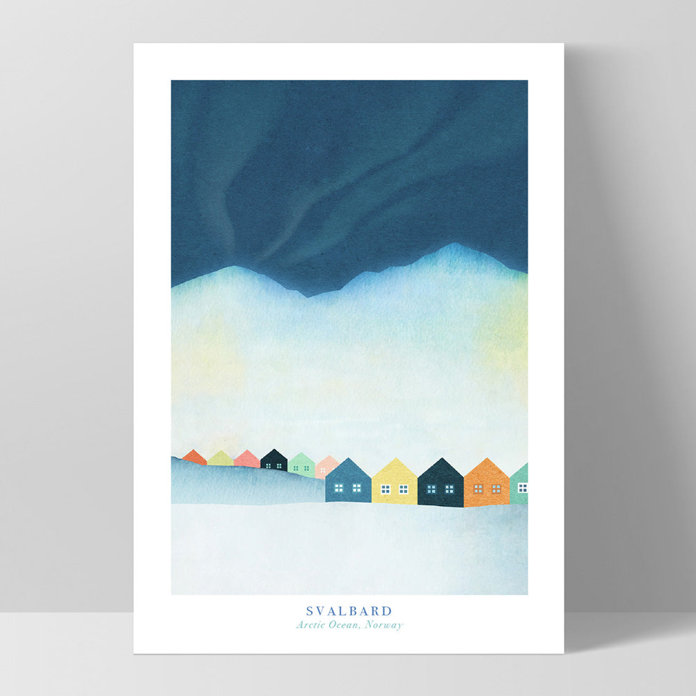 Svalbard Norway Illustration - Art Print by Henry Rivers, Poster, Stretched Canvas, or Framed Wall Art Print, shown as a stretched canvas or poster without a frame