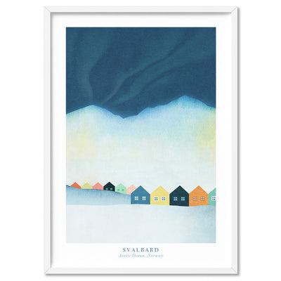 Svalbard Norway Illustration - Art Print by Henry Rivers, Poster, Stretched Canvas, or Framed Wall Art Print, shown in a white frame