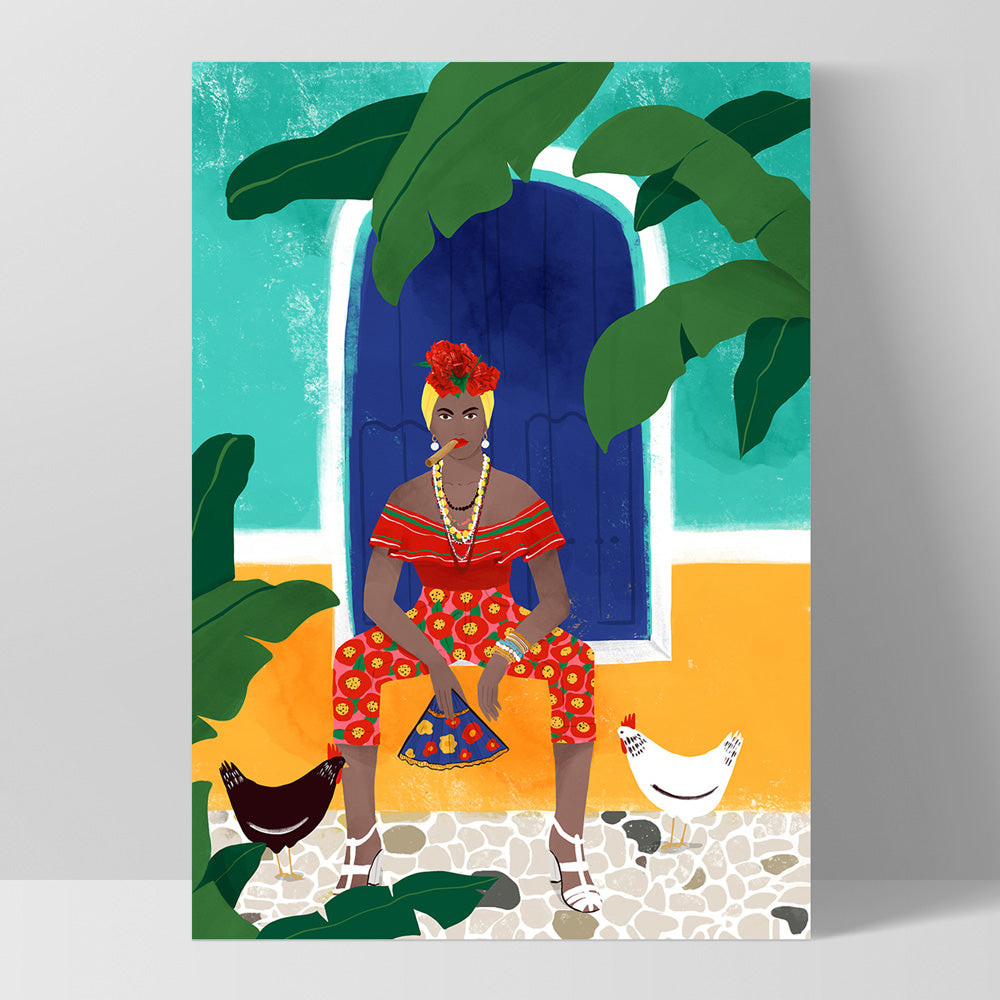 Femme Au Cigare Illustration - Art Print by Maja Tomljanovic, Poster, Stretched Canvas, or Framed Wall Art Print, shown as a stretched canvas or poster without a frame