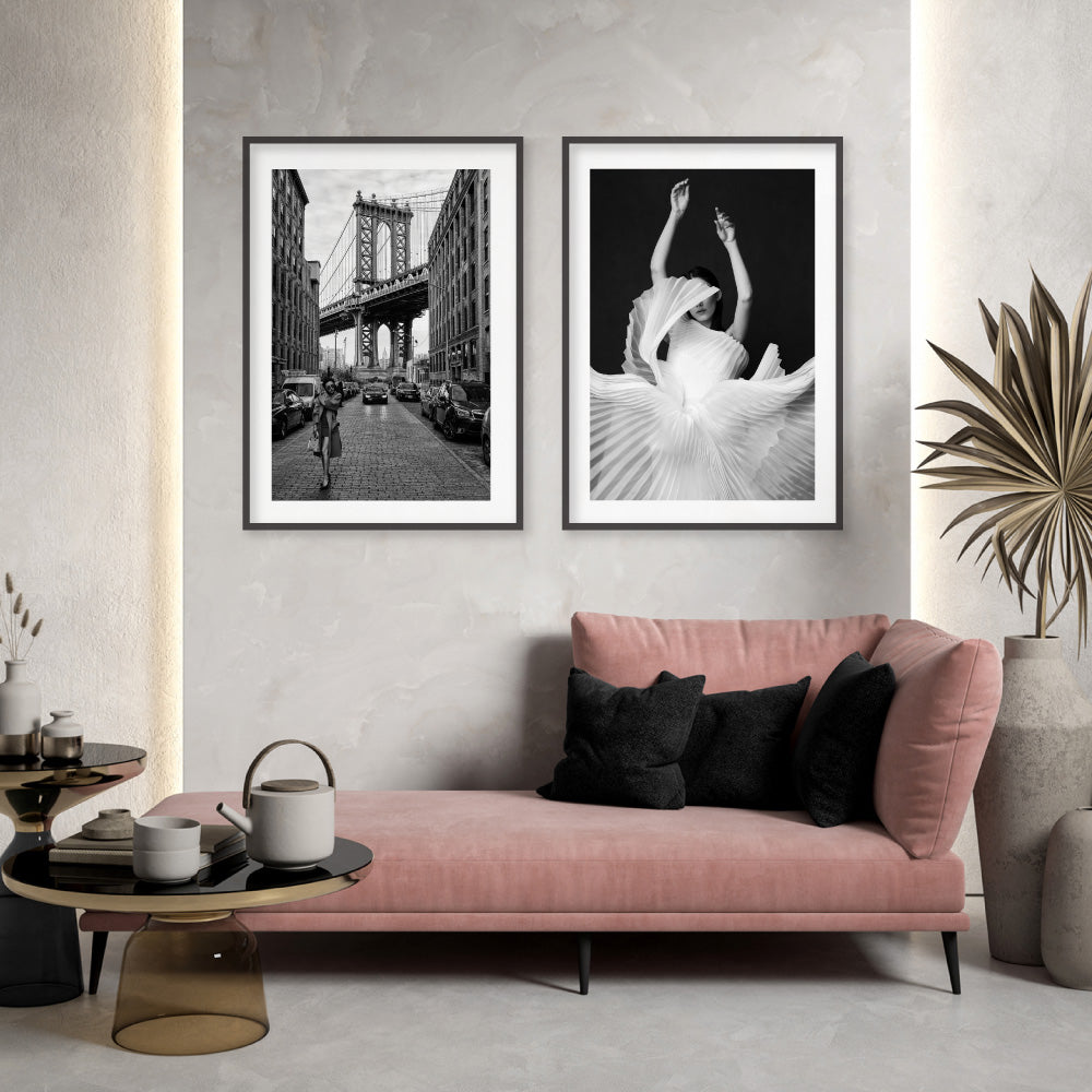 Manhattan Darling - Art Print, Poster, Stretched Canvas or Framed Wall Art, shown framed in a home interior space