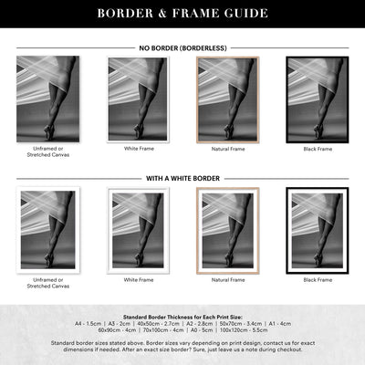 Ballet from Behind - Art Print, Poster, Stretched Canvas or Framed Wall Art, Showing White , Black, Natural Frame Colours, No Frame (Unframed) or Stretched Canvas, and With or Without White Borders
