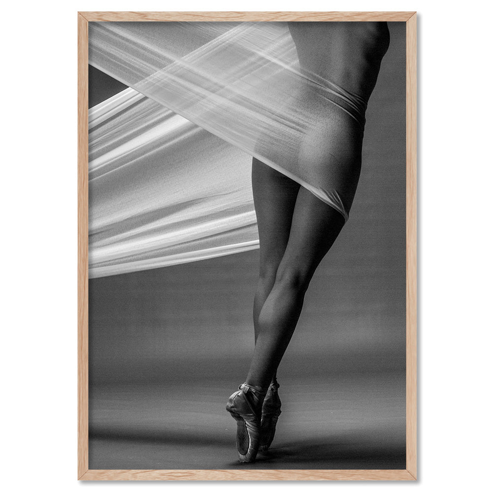 Ballet from Behind - Art Print, Poster, Stretched Canvas, or Framed Wall Art Print, shown in a natural timber frame