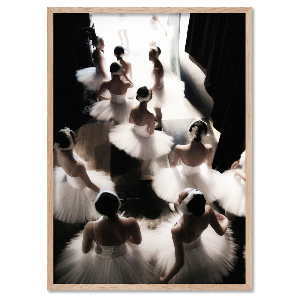 Dans Les Coulisses - Art Print, Poster, Stretched Canvas, or Framed Wall Art Print, shown in a natural timber frame