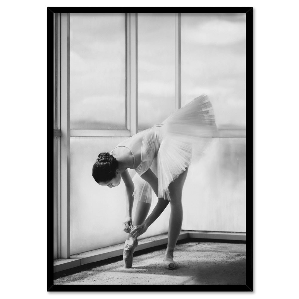 Ballerina Pose VIII - Art Print, Poster, Stretched Canvas, or Framed Wall Art Print, shown in a black frame