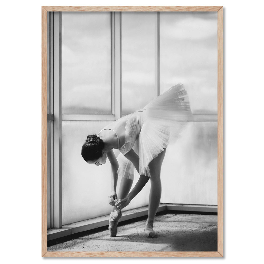 Ballerina Pose VIII - Art Print, Poster, Stretched Canvas, or Framed Wall Art Print, shown in a natural timber frame