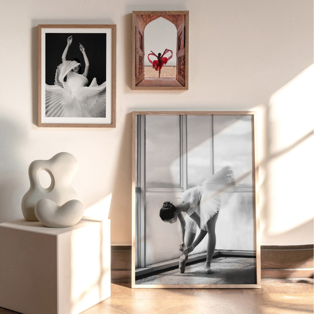 Ballerina Pose VIII - Art Print, Poster, Stretched Canvas or Framed Wall Art, shown framed in a home interior space