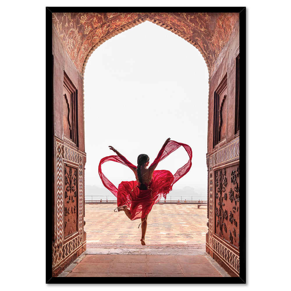 Doorway to Taj Mahal - Art Print, Poster, Stretched Canvas, or Framed Wall Art Print, shown in a black frame