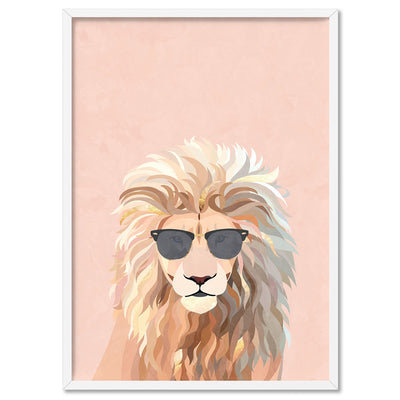 Lion Pop - Art Print, Poster, Stretched Canvas, or Framed Wall Art Print, shown in a white frame