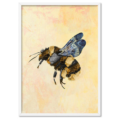 Bumble Bee Pop - Art Print, Poster, Stretched Canvas, or Framed Wall Art Print, shown in a white frame