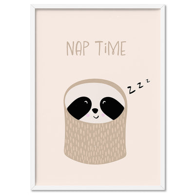 Nap Time - Art Print, Poster, Stretched Canvas, or Framed Wall Art Print, shown in a white frame
