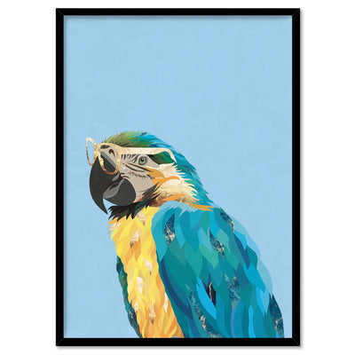 Parrot Pop - Art Print, Poster, Stretched Canvas, or Framed Wall Art Print, shown in a black frame