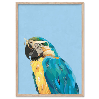 Parrot Pop - Art Print, Poster, Stretched Canvas, or Framed Wall Art Print, shown in a natural timber frame