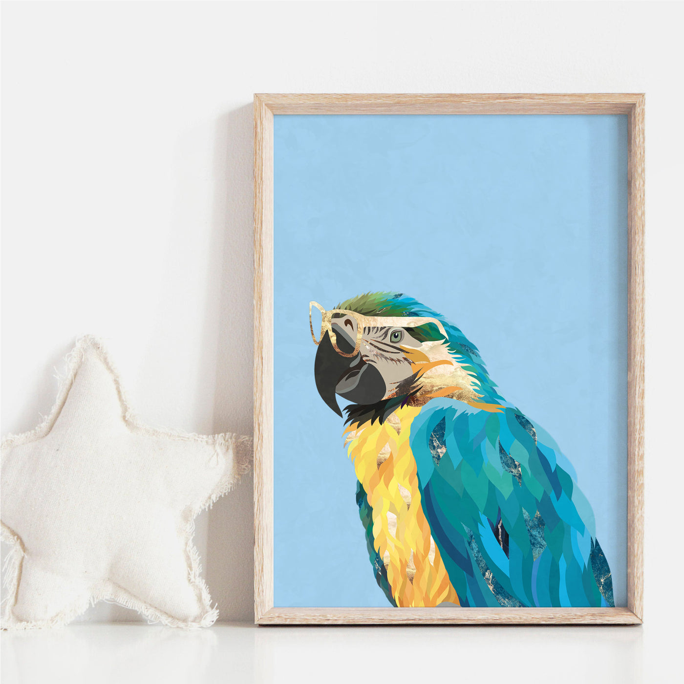Parrot Pop - Art Print, Poster, Stretched Canvas or Framed Wall Art, shown framed in a home interior space
