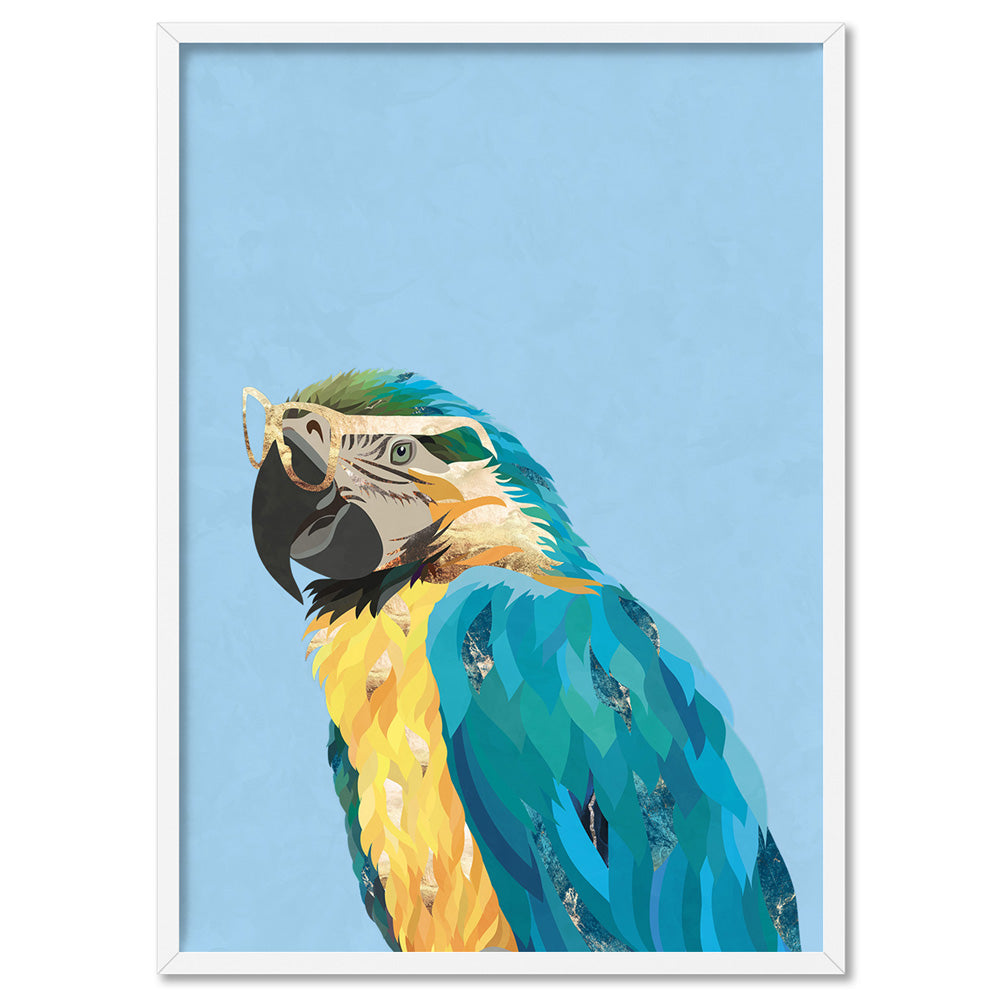 Parrot Pop - Art Print, Poster, Stretched Canvas, or Framed Wall Art Print, shown in a white frame
