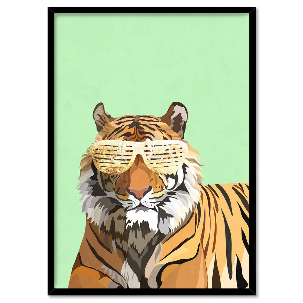 Tiger Pop - Art Print, Poster, Stretched Canvas, or Framed Wall Art Print, shown in a black frame