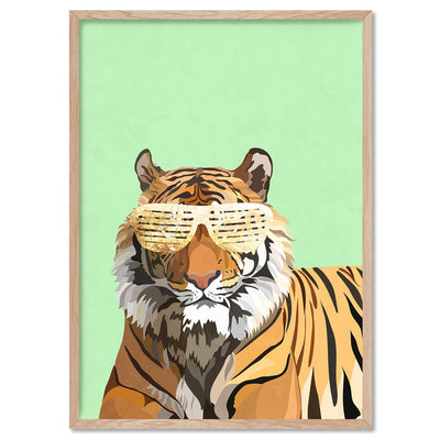 Tiger Pop - Art Print, Poster, Stretched Canvas, or Framed Wall Art Print, shown in a natural timber frame
