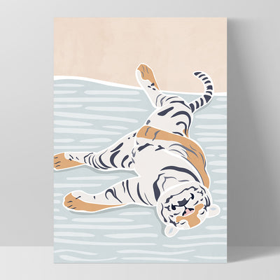 Tiger in Pastels - Art Print, Poster, Stretched Canvas, or Framed Wall Art Print, shown as a stretched canvas or poster without a frame