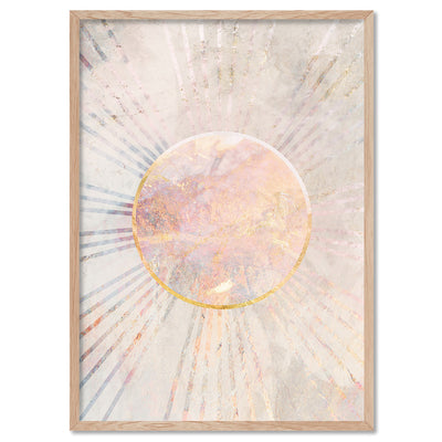 Boho Sun Rays Illustration - Art Print, Poster, Stretched Canvas, or Framed Wall Art Print, shown in a natural timber frame