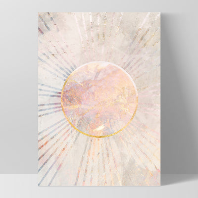 Boho Sun Rays Illustration - Art Print, Poster, Stretched Canvas, or Framed Wall Art Print, shown as a stretched canvas or poster without a frame