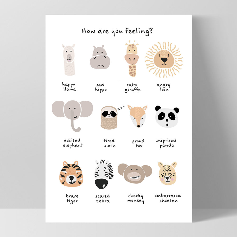 How Are You Feeling Chart - Art Print, Poster, Stretched Canvas, or Framed Wall Art Print, shown as a stretched canvas or poster without a frame