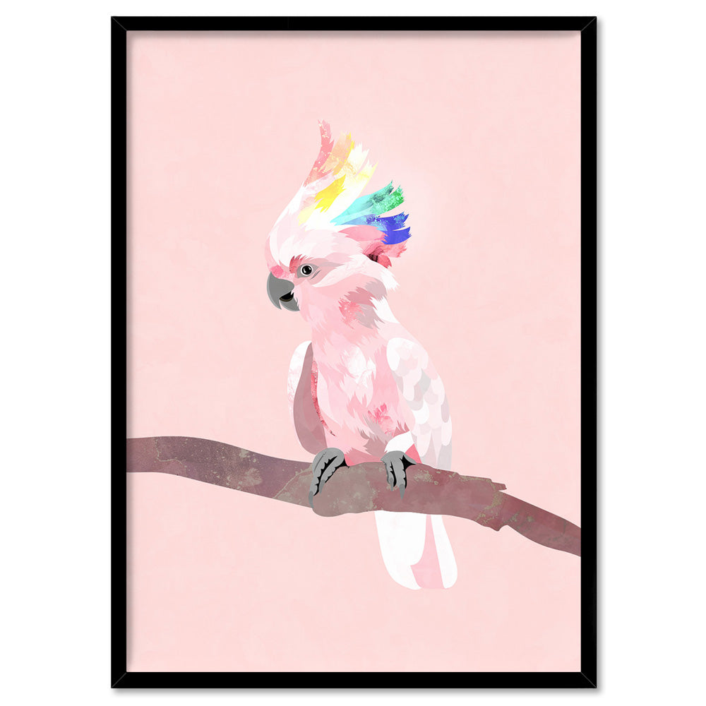 Galah Pop - Art Print, Poster, Stretched Canvas, or Framed Wall Art Print, shown in a black frame