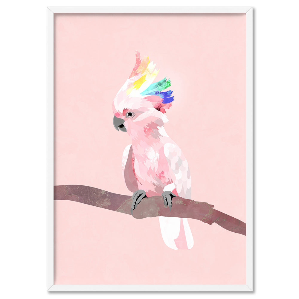 Galah Pop - Art Print, Poster, Stretched Canvas, or Framed Wall Art Print, shown in a white frame
