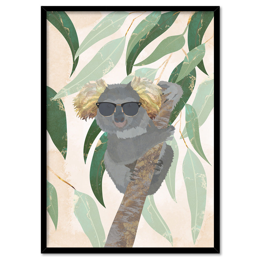 Cool Koala - Art Print, Poster, Stretched Canvas, or Framed Wall Art Print, shown in a black frame