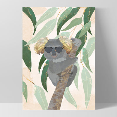 Cool Koala - Art Print, Poster, Stretched Canvas, or Framed Wall Art Print, shown as a stretched canvas or poster without a frame