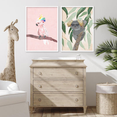 Cool Koala - Art Print, Poster, Stretched Canvas or Framed Wall Art, shown framed in a home interior space