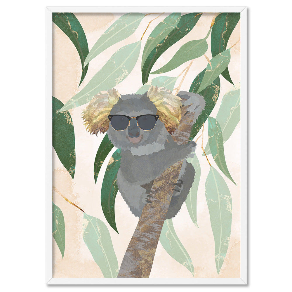 Cool Koala - Art Print, Poster, Stretched Canvas, or Framed Wall Art Print, shown in a white frame