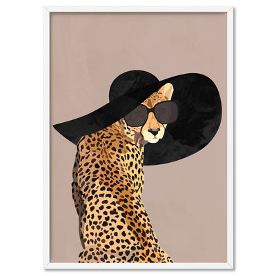 Cheetah Chic - Art Print, Poster, Stretched Canvas, or Framed Wall Art Print, shown in a white frame