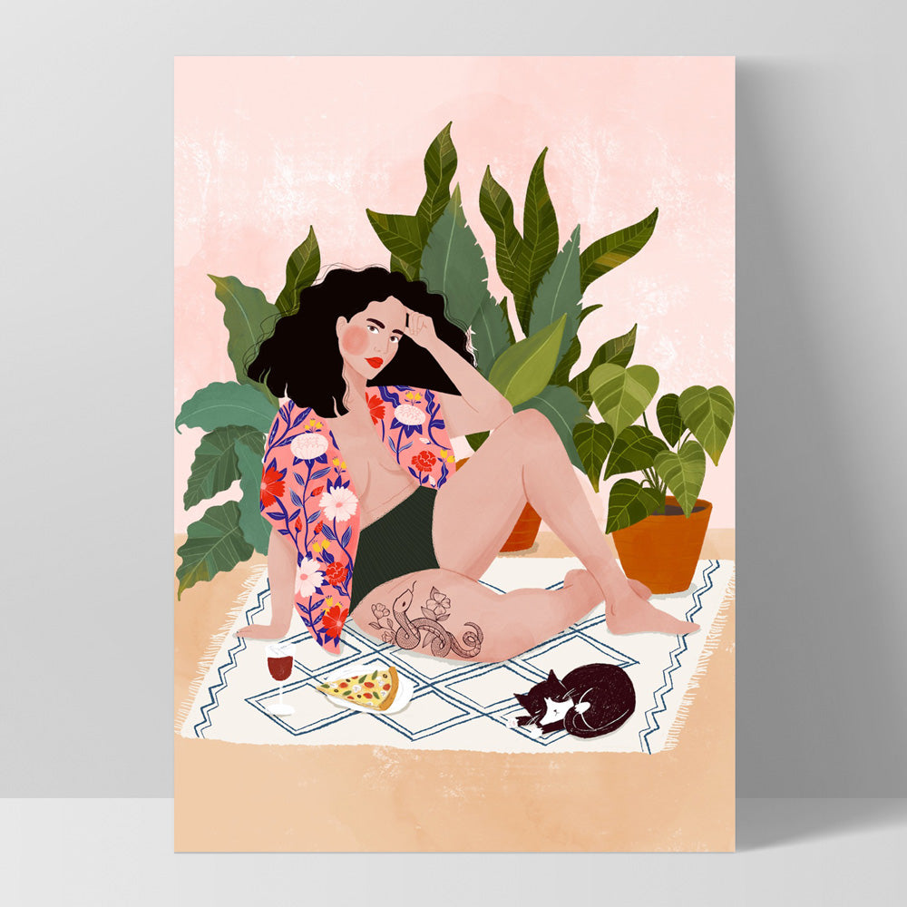 Sunday Chill Day Illustration - Art Print by Maja Tomljanovic, Poster, Stretched Canvas, or Framed Wall Art Print, shown as a stretched canvas or poster without a frame