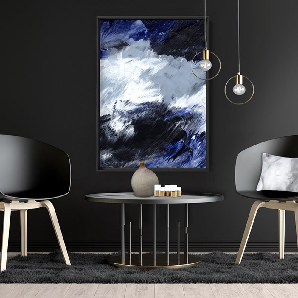 Abstract Fluid Falls - Art Print, Poster, Stretched Canvas or Framed Wall Art, shown framed in a room