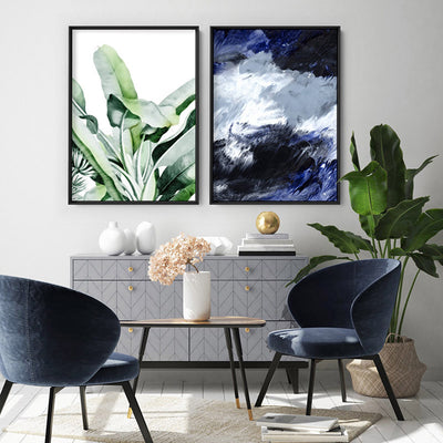Abstract Fluid Falls - Art Print, Poster, Stretched Canvas or Framed Wall Art, shown framed in a home interior space