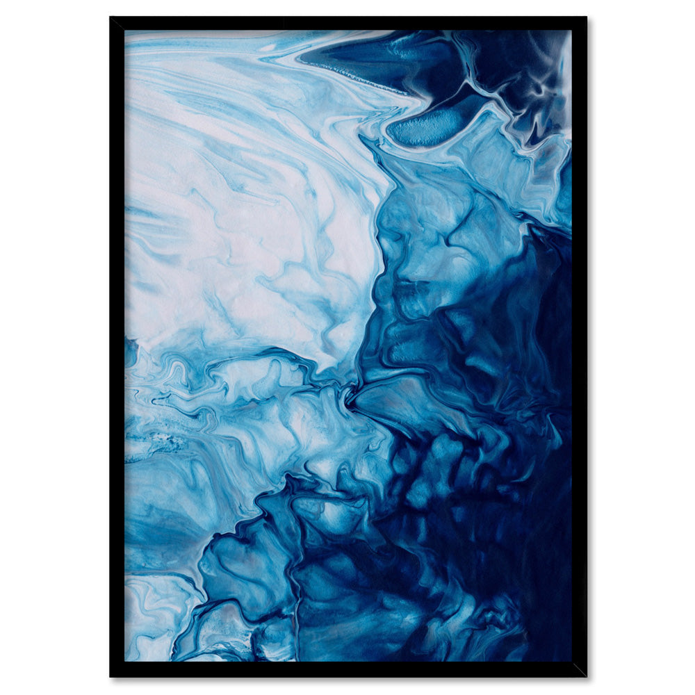 Abstract Fluid Ocean Breathing II - Art Print, Poster, Stretched Canvas, or Framed Wall Art Print, shown in a black frame