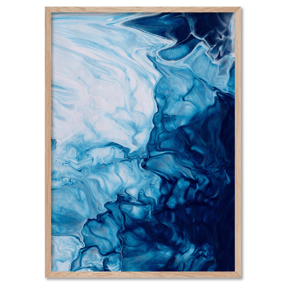 Abstract Fluid Ocean Breathing II - Art Print, Poster, Stretched Canvas, or Framed Wall Art Print, shown in a natural timber frame