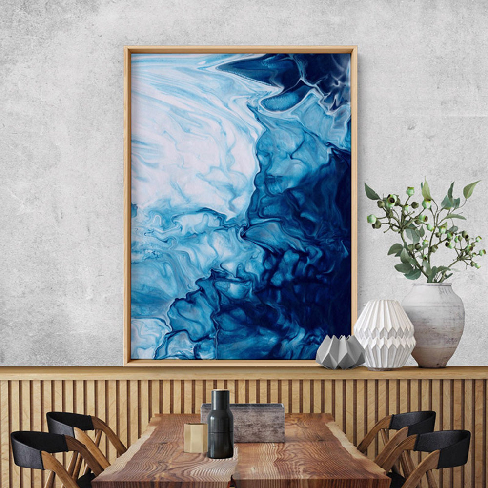 Abstract Fluid Ocean Breathing II - Art Print, Poster, Stretched Canvas or Framed Wall Art, shown framed in a room