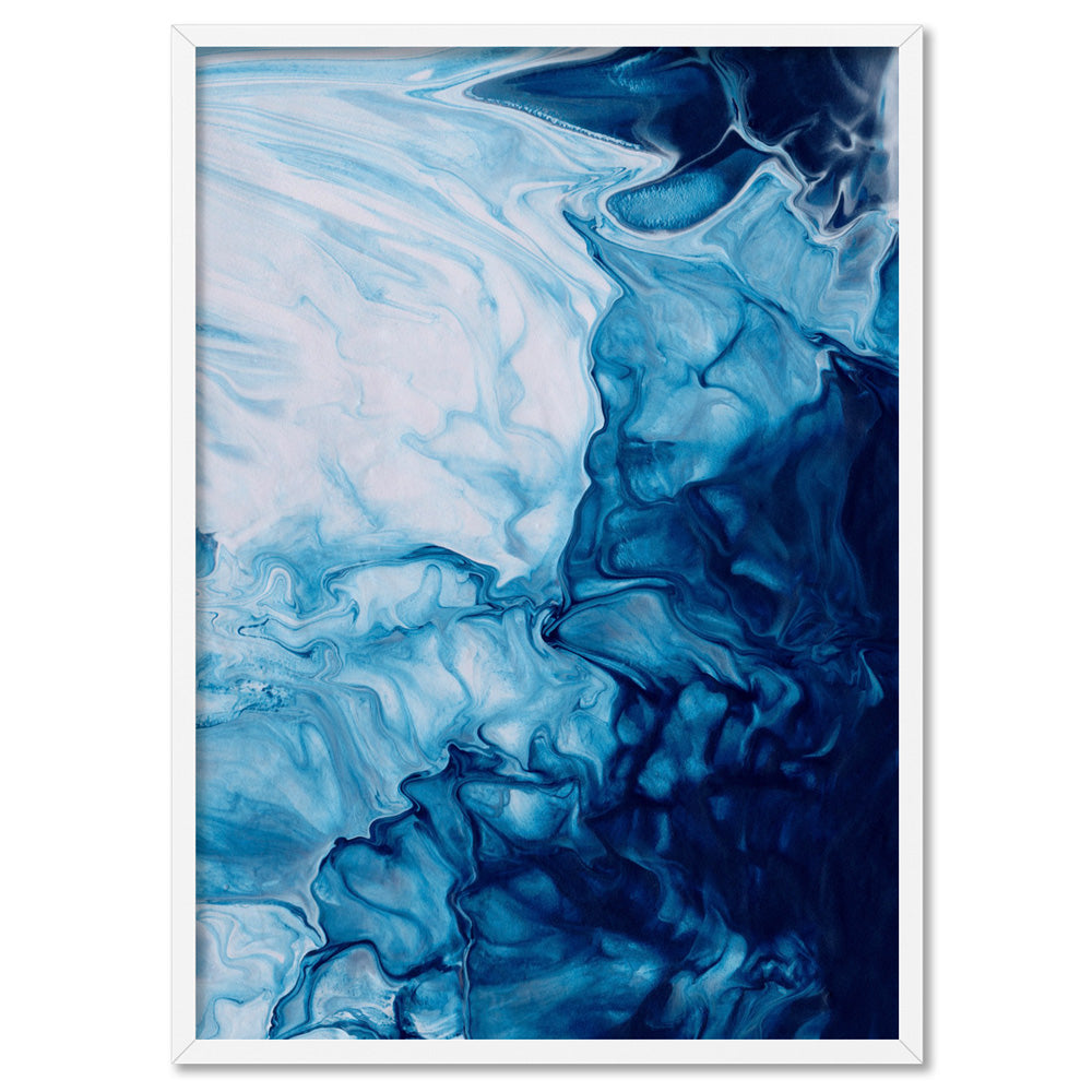 Abstract Fluid Ocean Breathing II - Art Print, Poster, Stretched Canvas, or Framed Wall Art Print, shown in a white frame