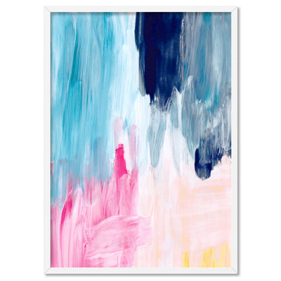 Abstract Brights Painting - Art Print, Poster, Stretched Canvas, or Framed Wall Art Print, shown in a white frame