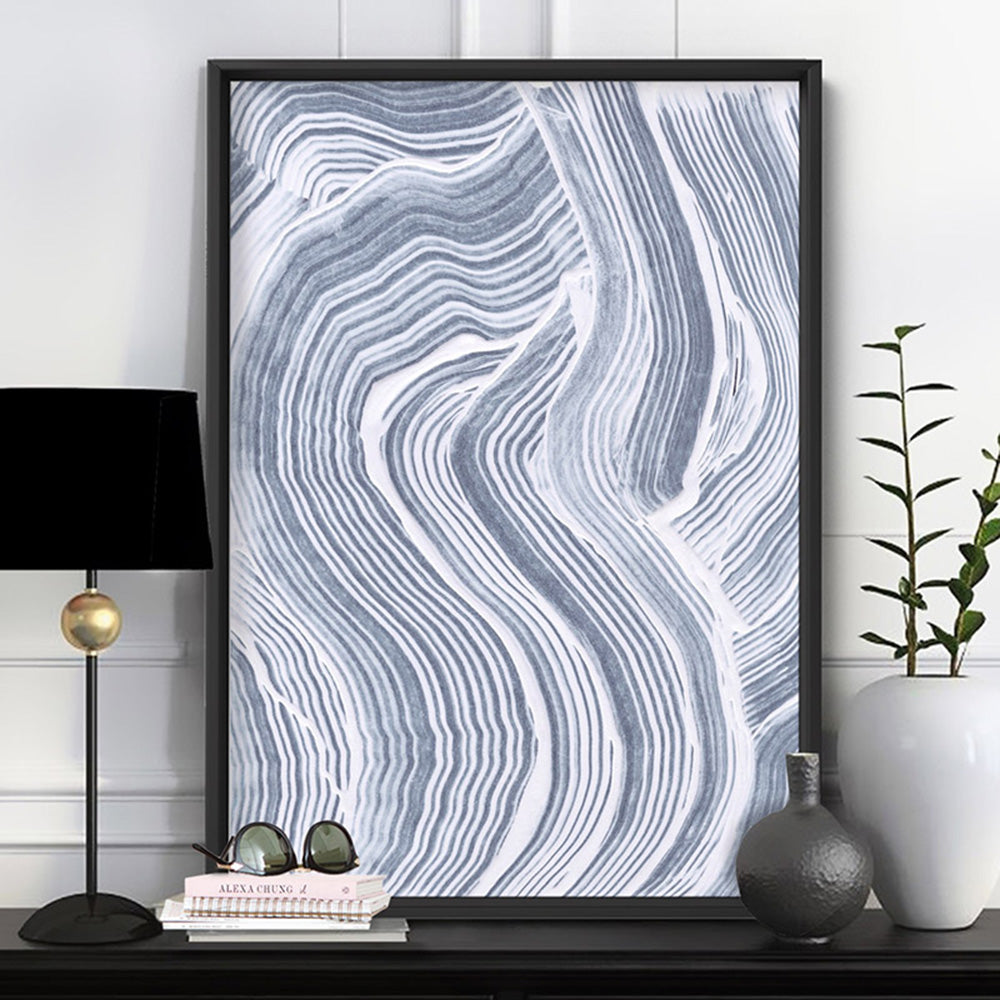 Abstract Paint Texture Lines - Art Print, Poster, Stretched Canvas or Framed Wall Art, shown framed in a room