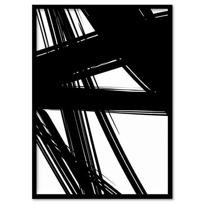 Abstract Bold Lines in Black & White II - Art Print, Poster, Stretched Canvas, or Framed Wall Art Print, shown in a black frame