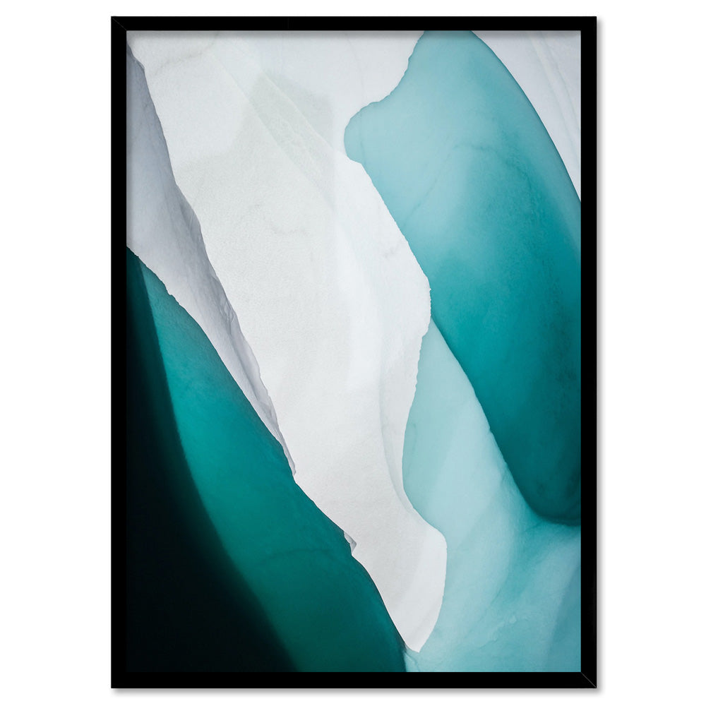 Aerial Abstract | Frozen Lake - Art Print, Poster, Stretched Canvas, or Framed Wall Art Print, shown in a black frame