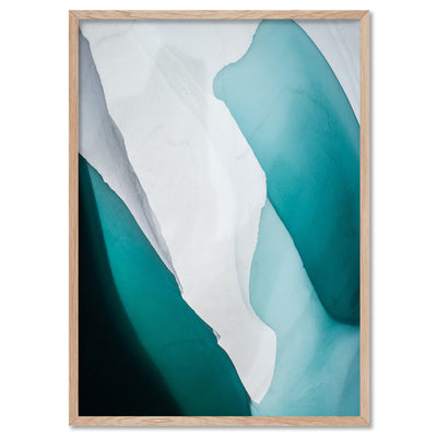 Aerial Abstract | Frozen Lake - Art Print, Poster, Stretched Canvas, or Framed Wall Art Print, shown in a natural timber frame