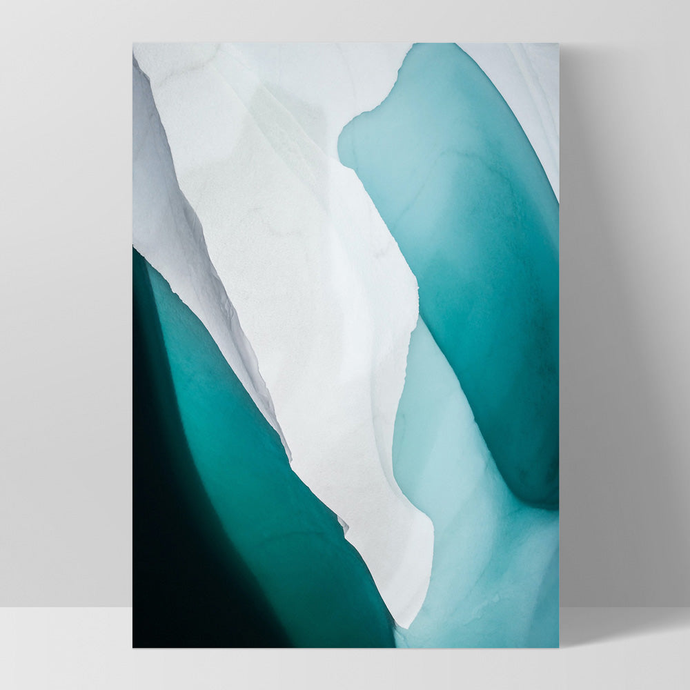 Aerial Abstract | Frozen Lake - Art Print, Poster, Stretched Canvas, or Framed Wall Art Print, shown as a stretched canvas or poster without a frame