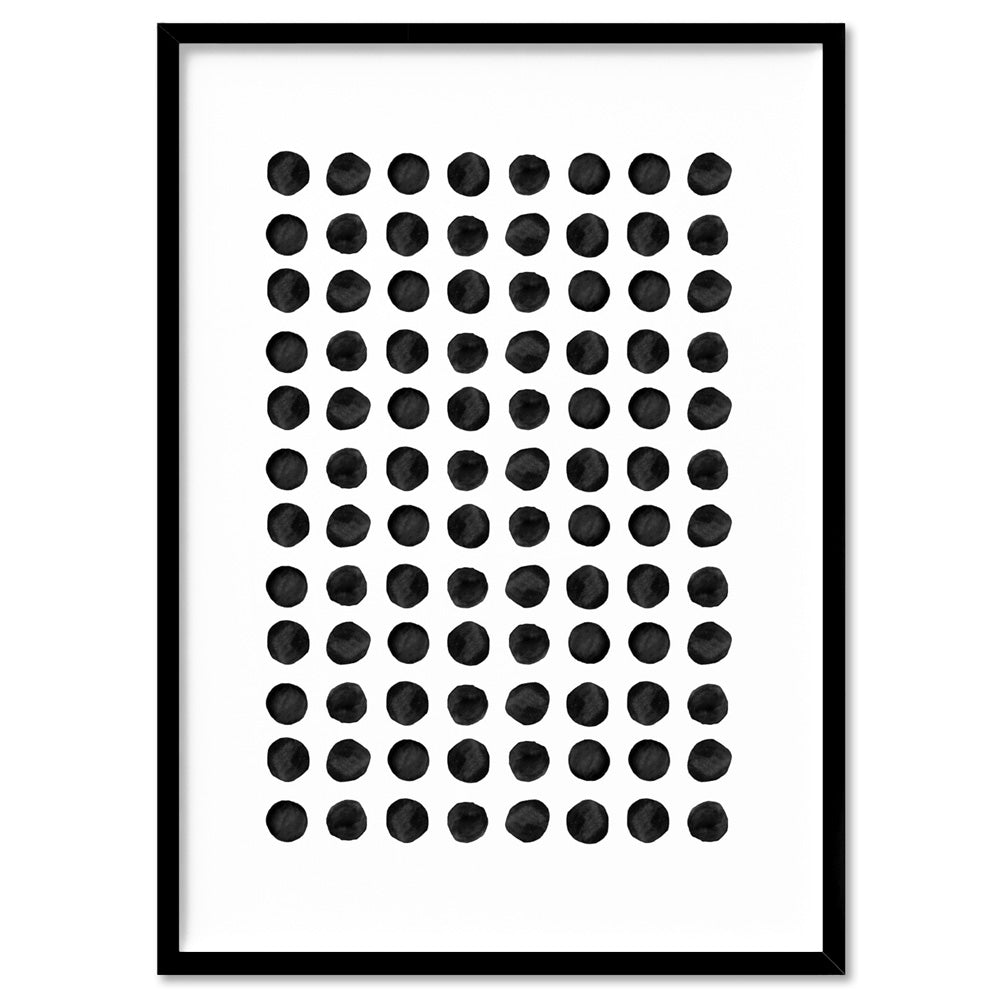 Abstract Monochrome | Spots - Art Print, Poster, Stretched Canvas, or Framed Wall Art Print, shown in a black frame
